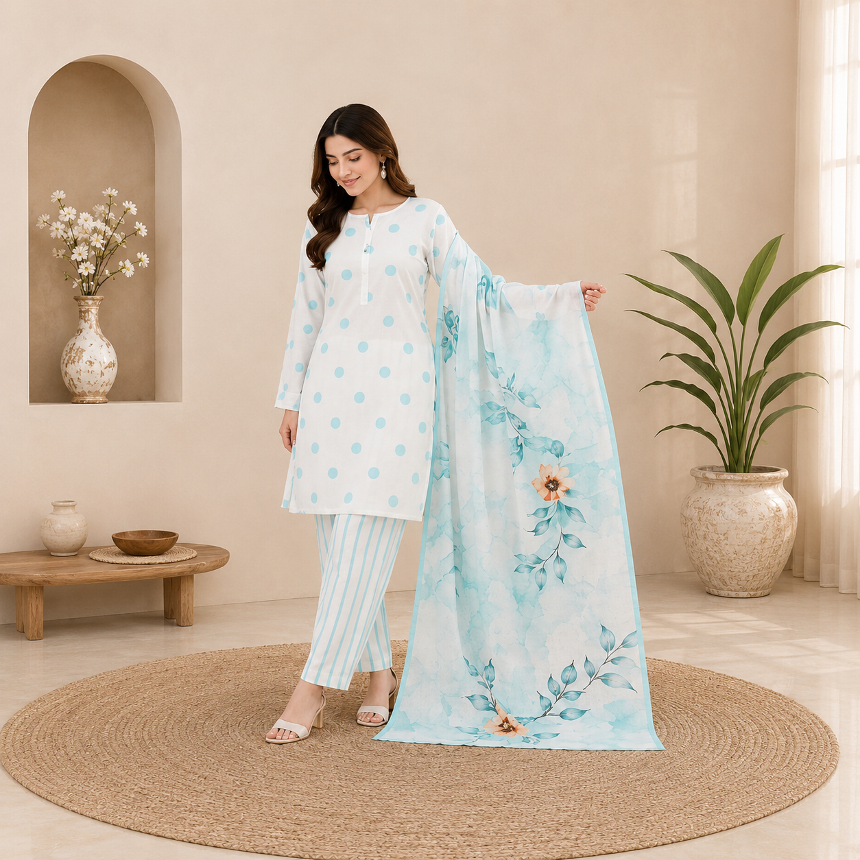 Unstiched Printed Lawn 3 pc suit