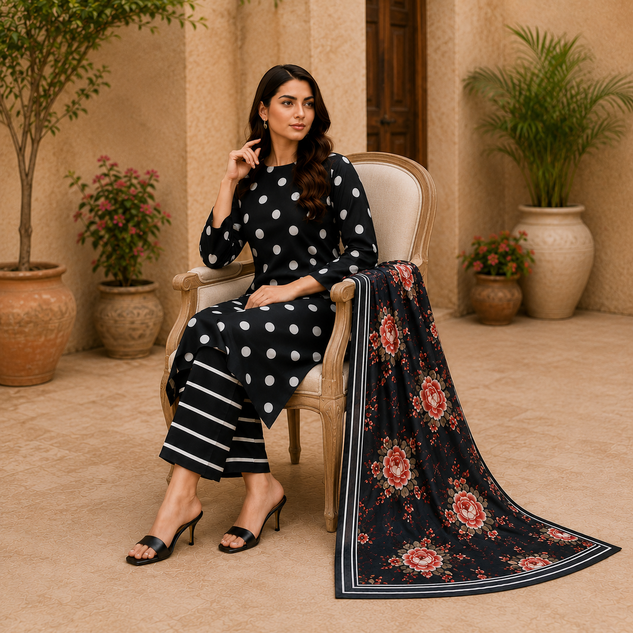 Premium Printed Lawn 3pc suit with printed lawn dupatta