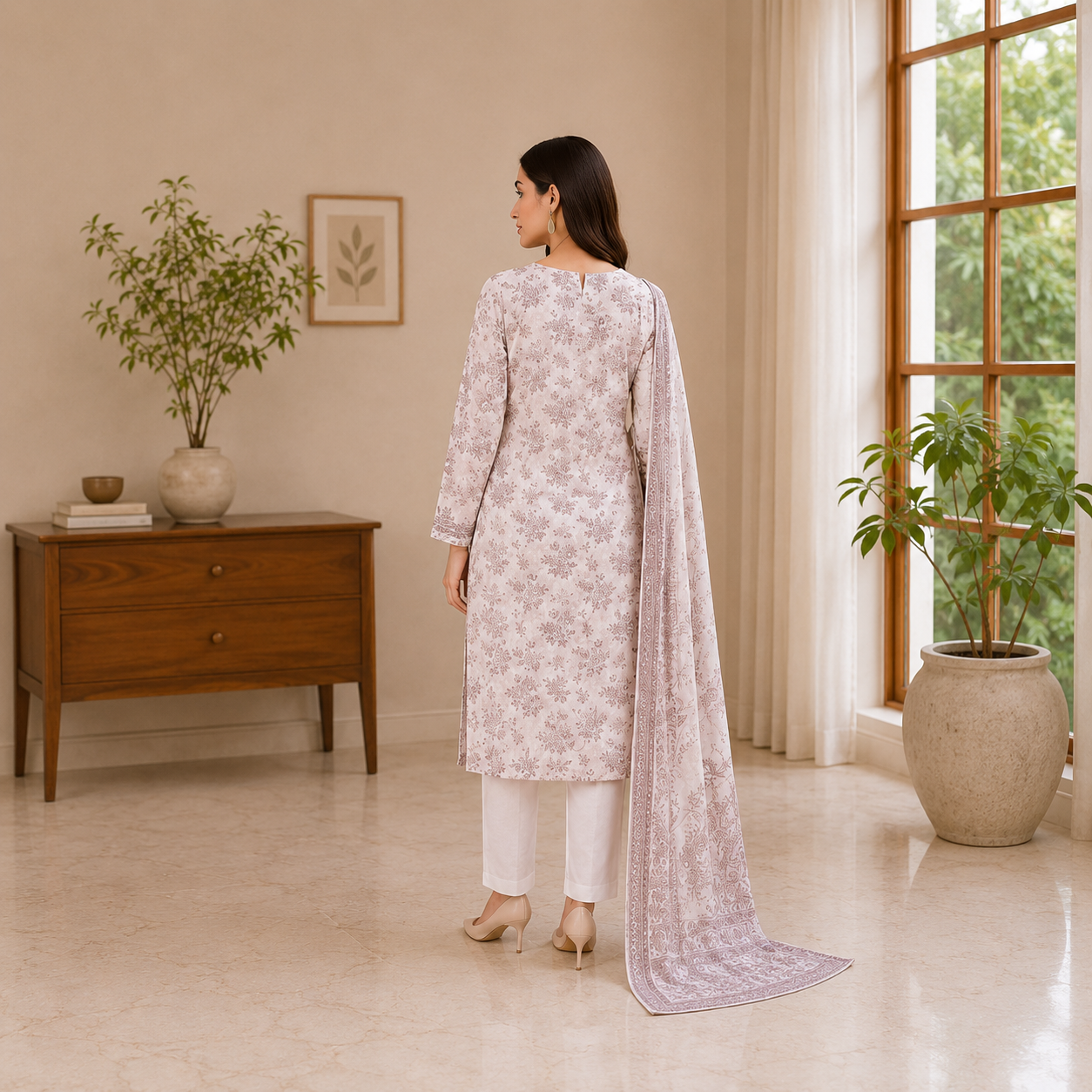 Mother Collection Lawn 3 pc suit with printed lawn dupatta