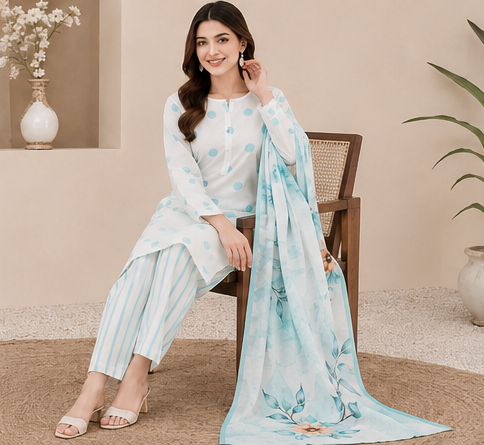 Unstiched Printed Lawn 3 pc suit