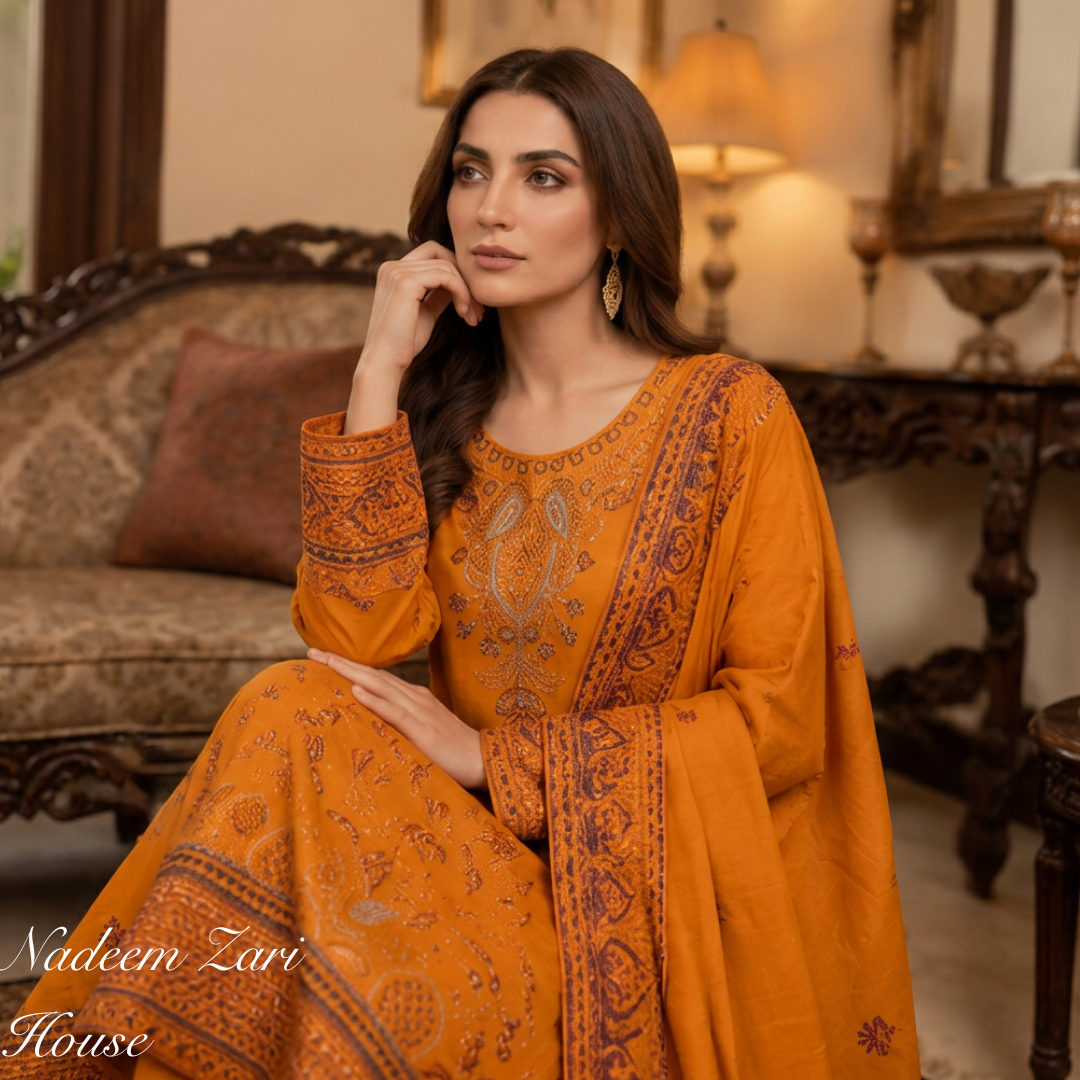 Premium Lawn 3-Piece Suit with Printed Chiffon Dupatta