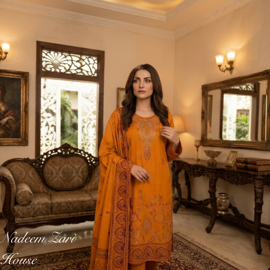 Premium Lawn 3-Piece Suit with Printed Chiffon Dupatta