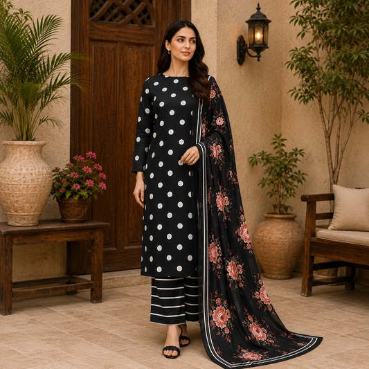 Premium Printed Lawn 3pc suit with printed lawn dupatta