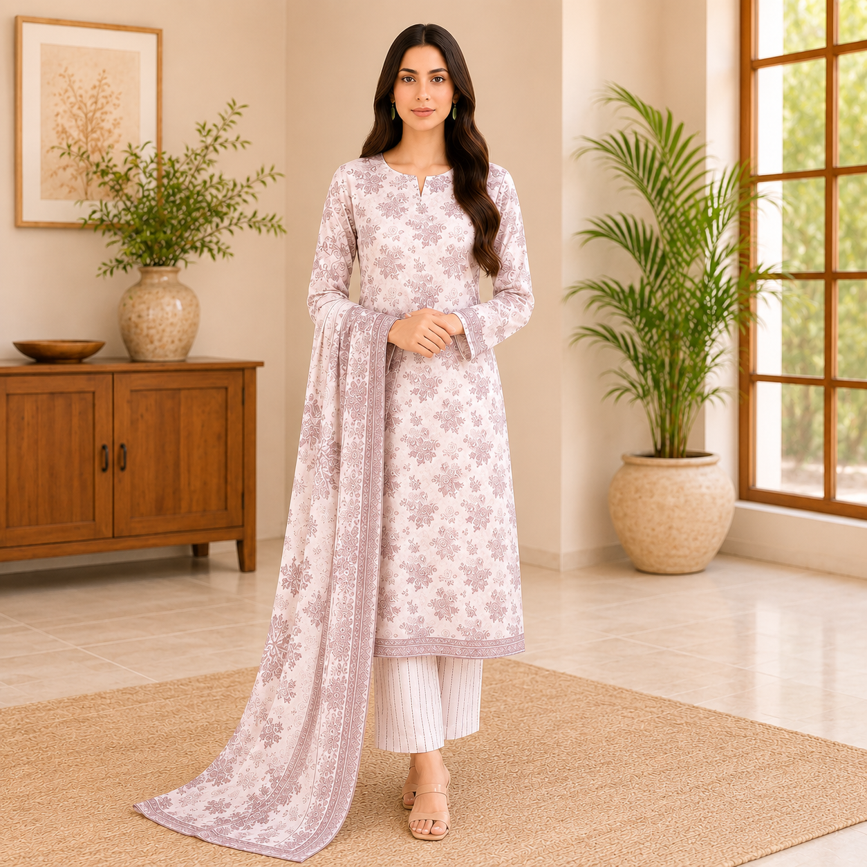 Mother Collection Lawn 3 pc suit with printed lawn dupatta