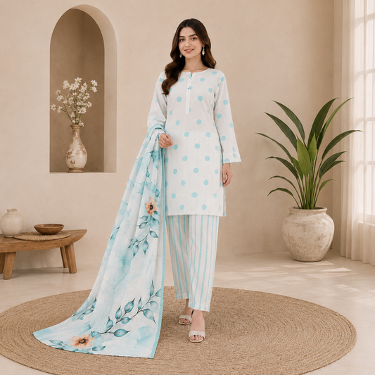 Unstiched Printed Lawn 3 pc suit