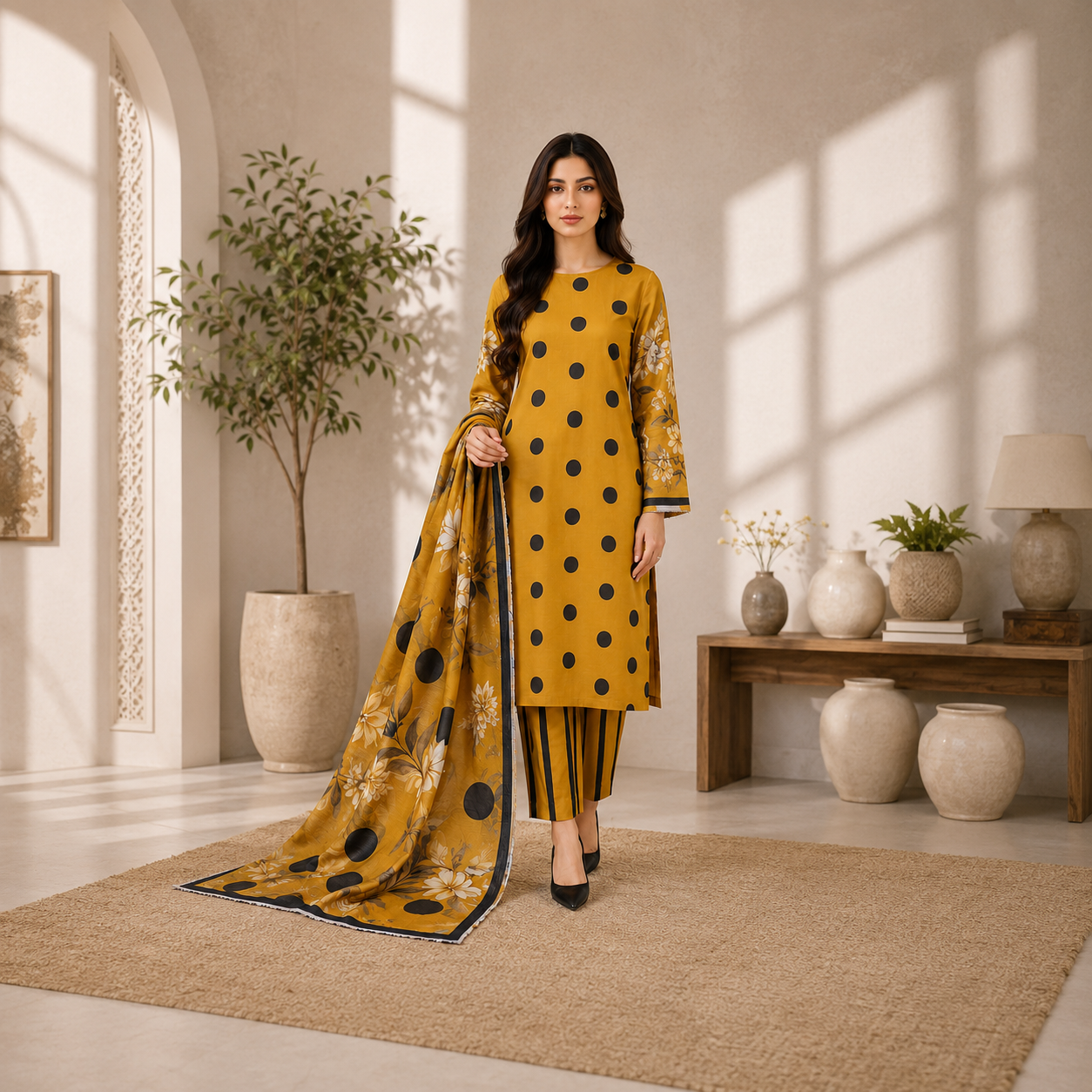 Unstiched Printed Lawn 3 piece suit