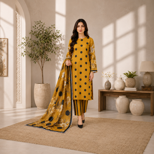 Unstiched Printed Lawn 3 piece suit