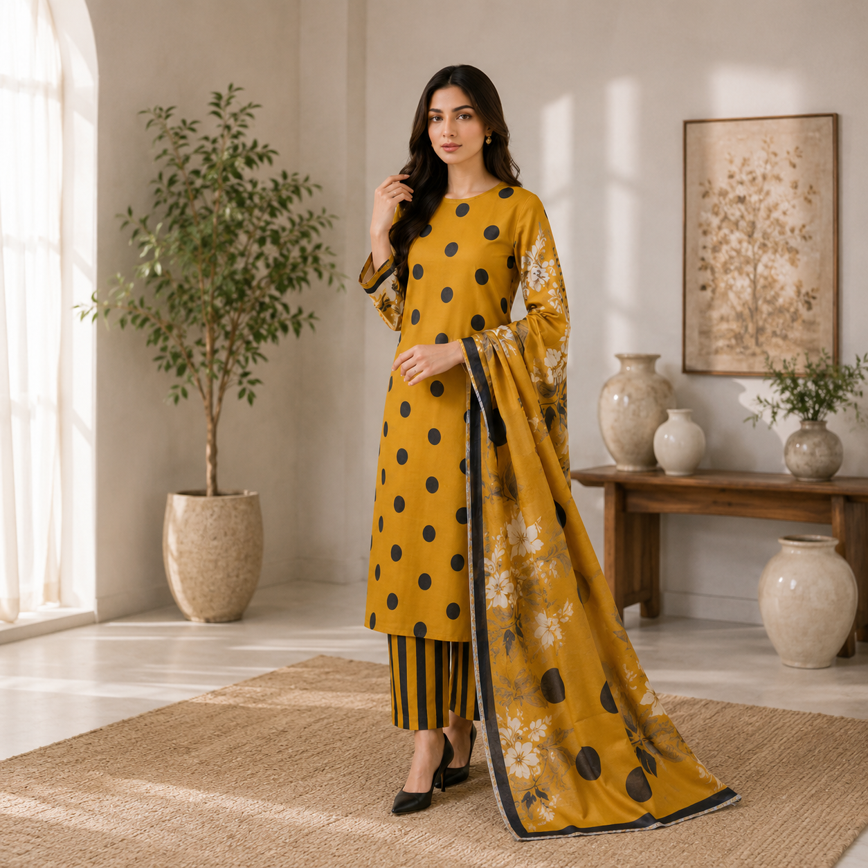 Unstiched Printed Lawn 3 piece suit