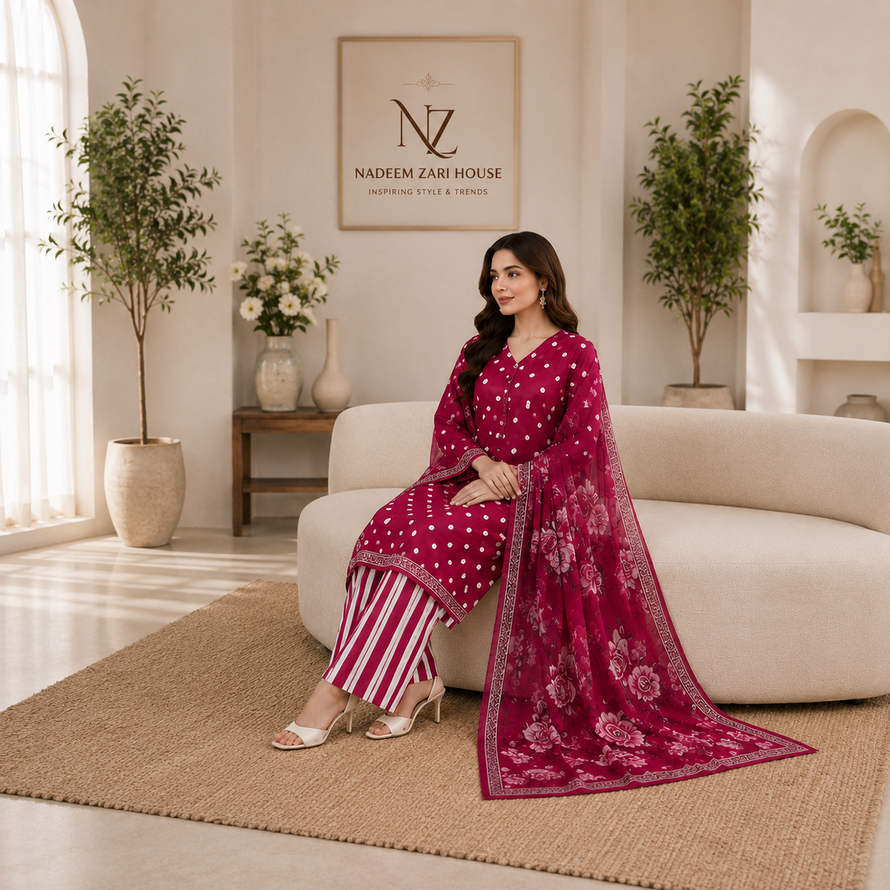 Premium Printed Unstiched Lawn 3 Piece Suit