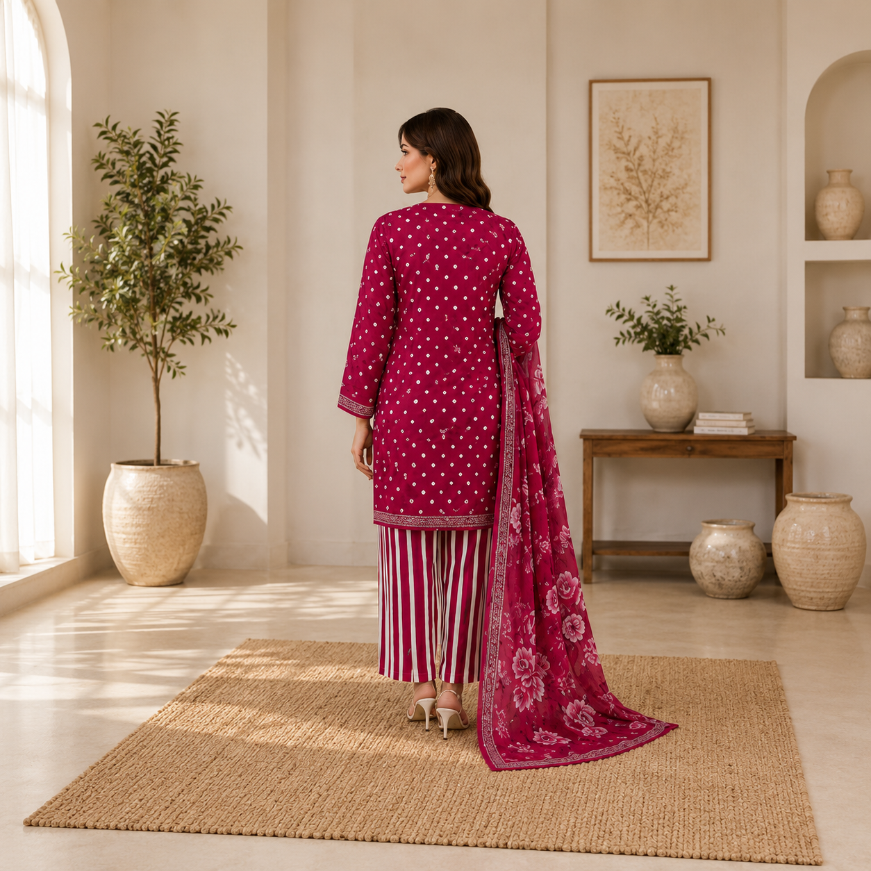 Premium Printed Unstiched Lawn 3 Piece Suit