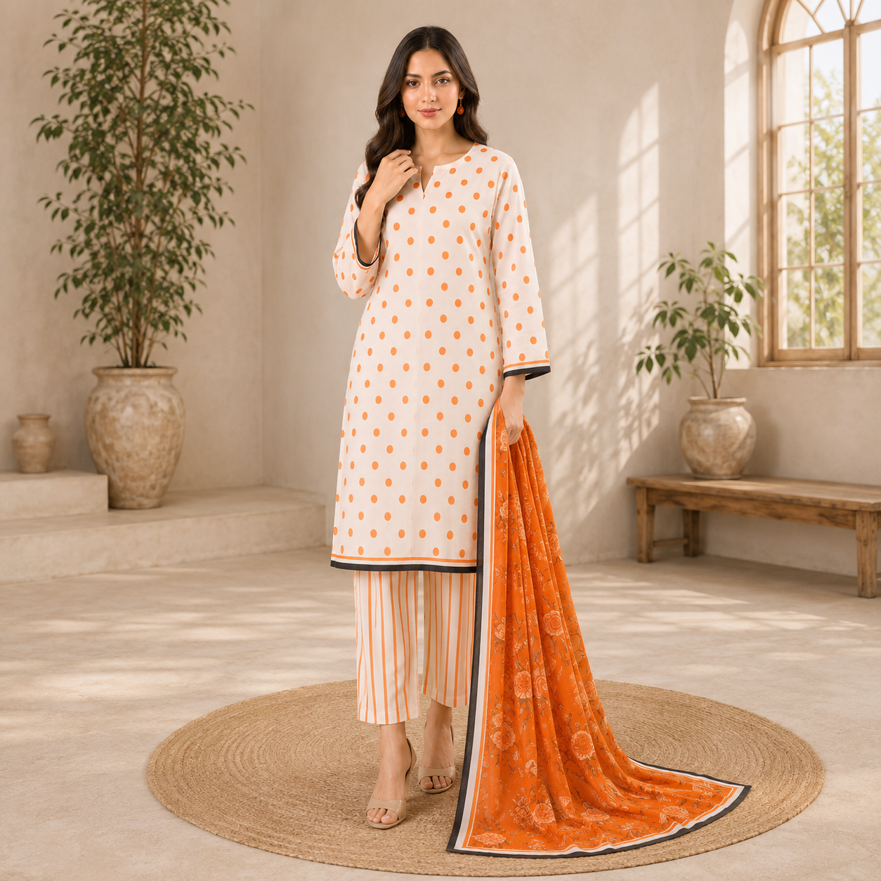 Printed Unstiched Lawn 3 piece suit