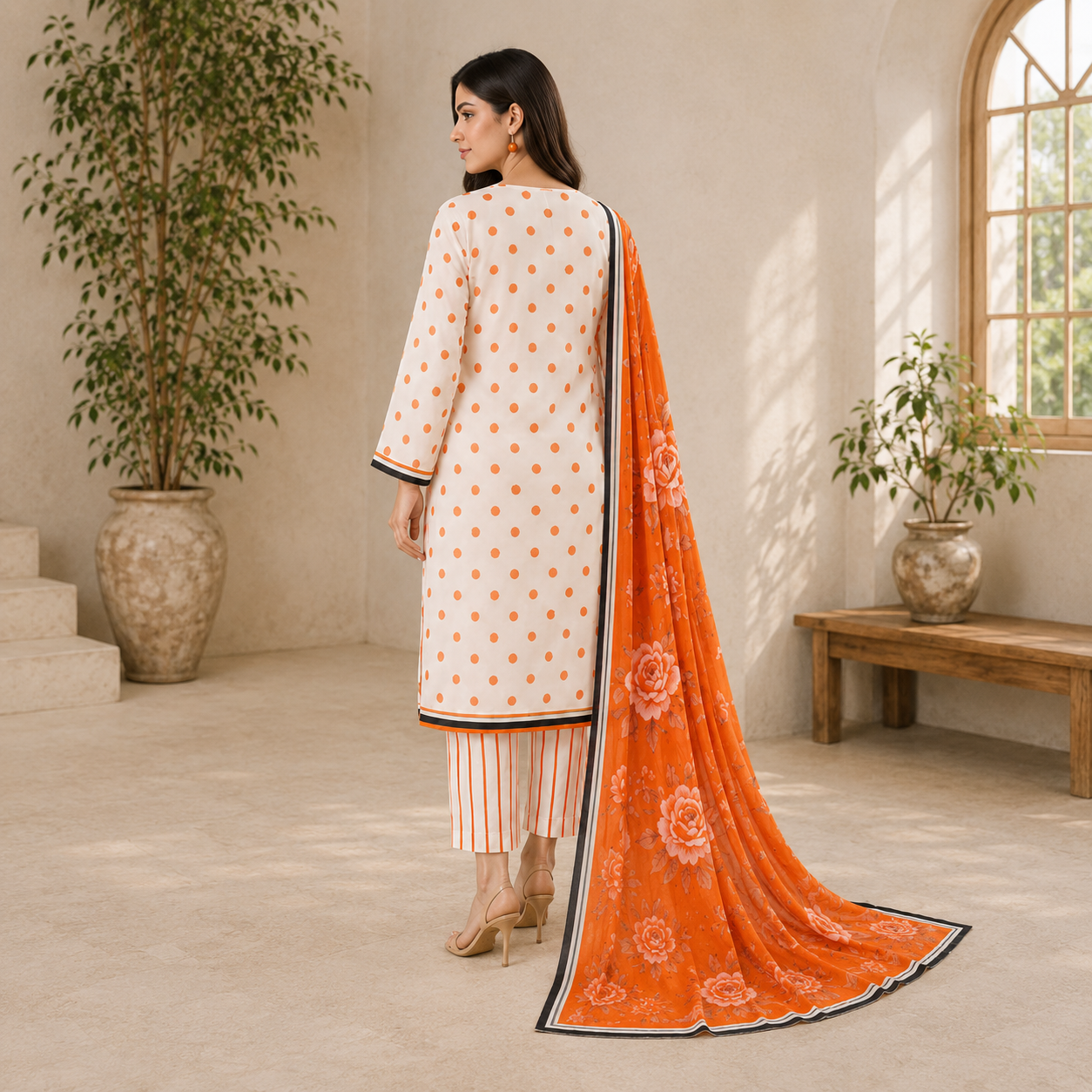 Printed Unstiched Lawn 3 piece suit