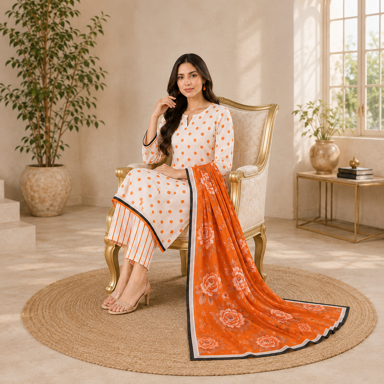 Printed Unstiched Lawn 3 piece suit