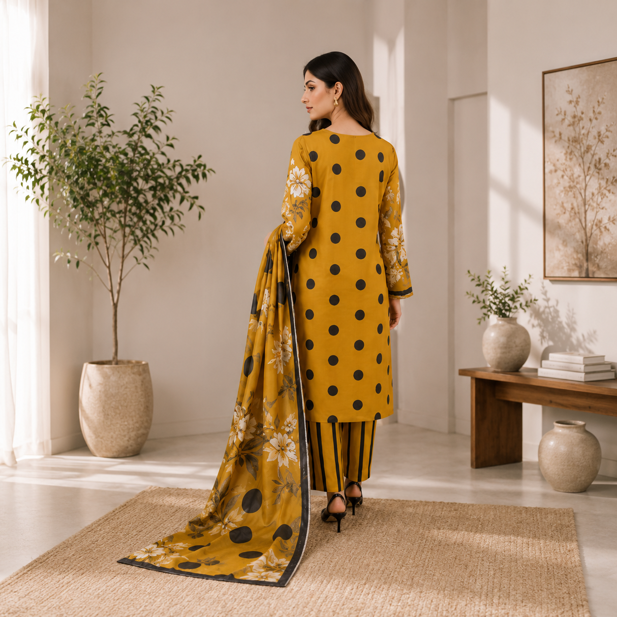 Unstiched Printed Lawn 3 piece suit