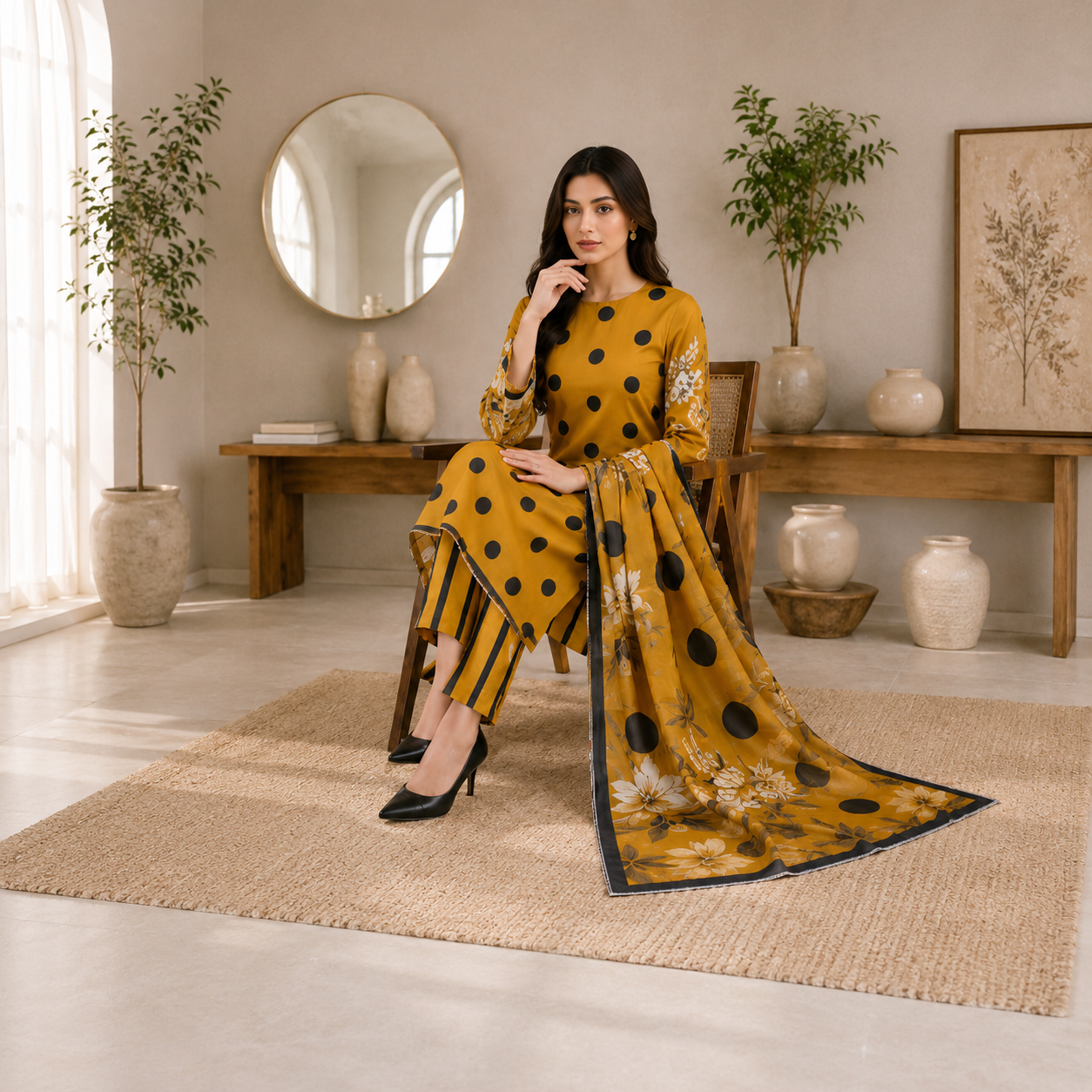 Unstiched Printed Lawn 3 piece suit