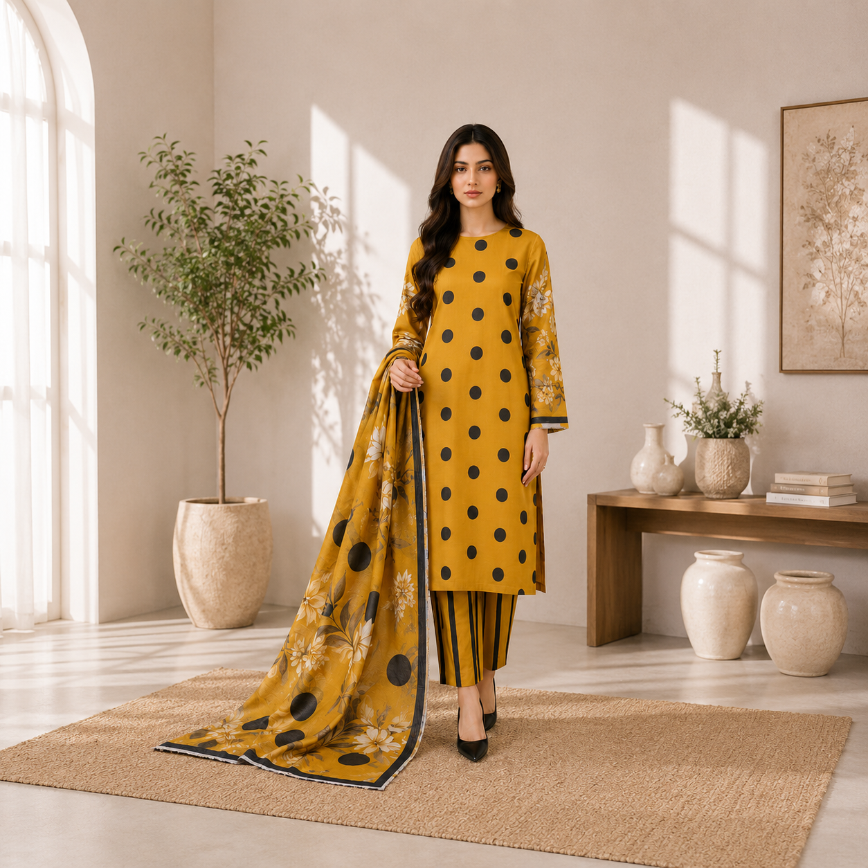Unstiched Printed Lawn 3 piece suit