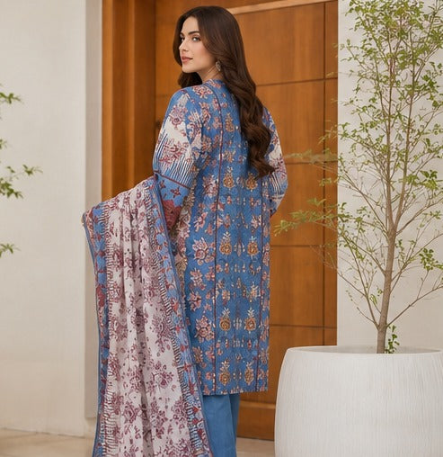 Bin Saeed Premium Lawn Suit with Embroidered Dupatta