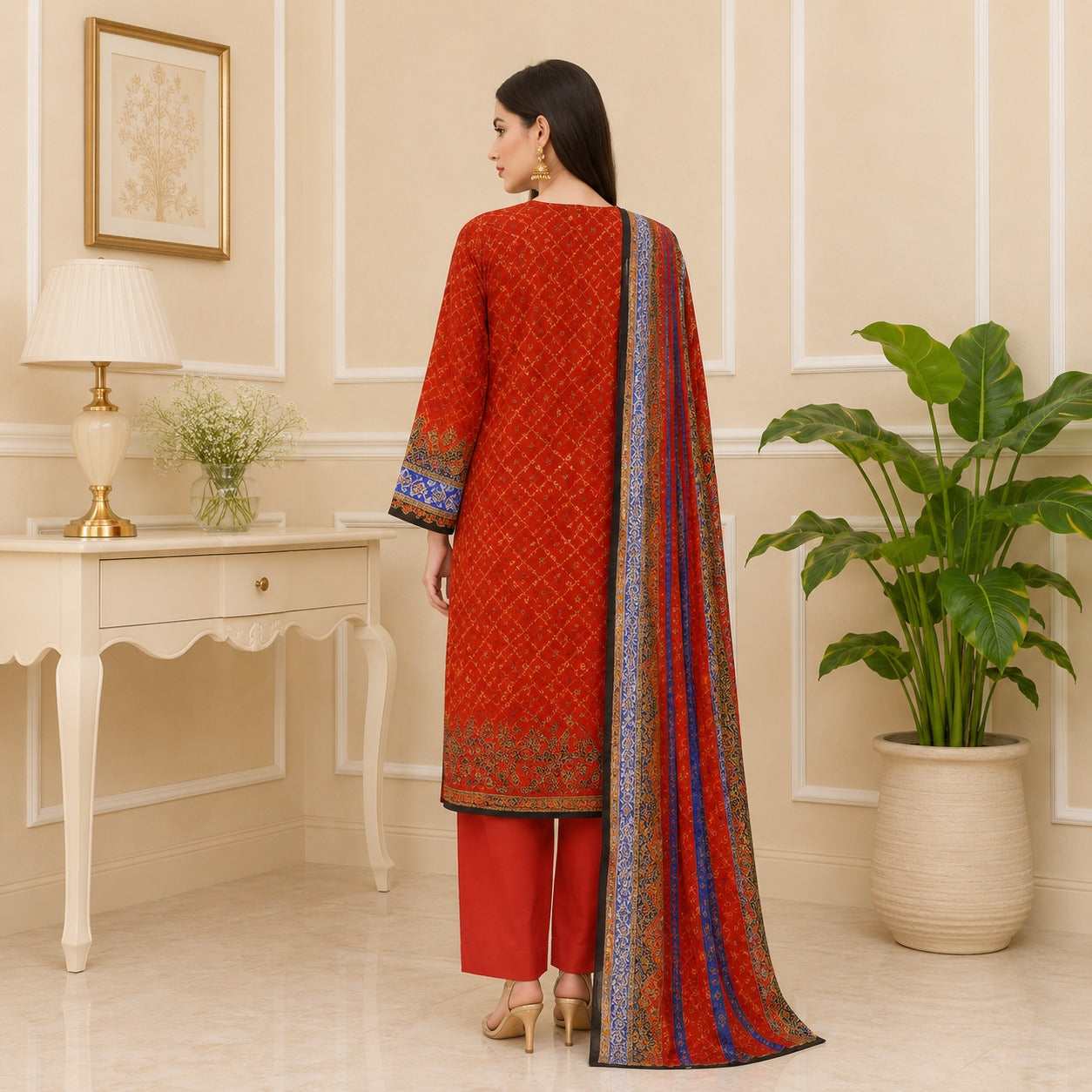 lawn 3pc suit with printed shifon dupatt